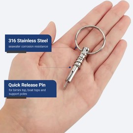 Boat Pins Quick Release Pin 1/4" x 1" w/Drop Cam & Spring with Pull Ring Bimini Top Pin Stainless Steel 10 Pack