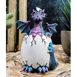 Ebros Gift Small Purple Whimsical Dragon Wyrmling Hatchling in Egg Figurine Fantasy Prehistoric Twilight Dragon Collectible Sculpture