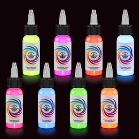 8Pcs Tattoo Ink Color Set, 8Color Fluorescent Tattoo Ink Set, Glow in The Blacklight, Skin-Safe Permanent Tattooing for 3D Makeup Beauty Skin Body Art, 1 oz 30ml/Bottle, 8 Color (30ml, 8Color)