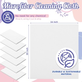 HunnmingRe 12 Pack 16" x 20" White Microfiber Streak Free Cleaning Cloth, Lint Free, Reusable, for Window, Glasses, Windshields, Mirrors, Stainless Steel