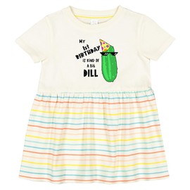 inktastic My 1st Birthday is Kind of a Big Dill Pickle in Sunglasses Infant Dress 18 Months Natural with Stripes 3abc9