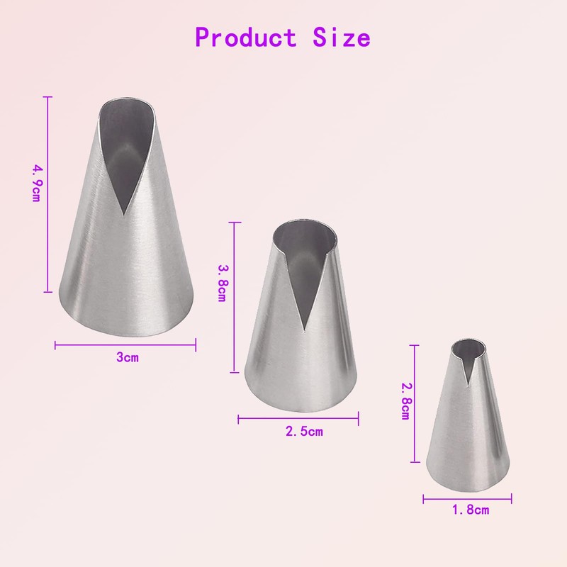 3 Pcs Piping Tips Set, V-Shaped Wave Nozzles for Pastry