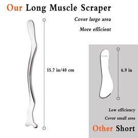 Stainless Steel Gua Sha Long Bar, Metal Guasha Scraping Tool, Muscle Scraper Stick for Deep Tissue/Fascia/Face/Scar, IASTM Tool for Body Plane, Therapy Massage Tools for Body Shaping