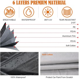 Waterproof Car Cover Replace for 2003-2024 Toyota Sienna Minivan, 6 Layers All Weather Car Covers with Zipper Door & Windproof Bands for Snow Rain Dust Hail Protection (Sienna)