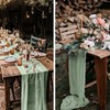 Pack of 2 Sage Green Cheesecloth Table Runner, Rustic Gauze