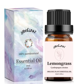 yethious Lemongrass Essential Oil Organic for Skin, 100% Pure & Natural Lemongrass Oil, 10ml/0.33 fl oz