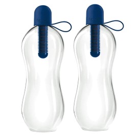 Bobble Classic Water Bottle, Filtered Water, BPA-Free Reusable Bottle, Soft Touch Carry Cap with Replaceable Carbon Filter for Sustainable Water and Hydration 34 oz, 2 Pack (Navy Blue)