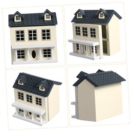 KONTONTY 1:12 Scale Miniature House Model Kit Tiny Wooden Mini House Adorable Miniature Villa 1pc Wall Grey Roof