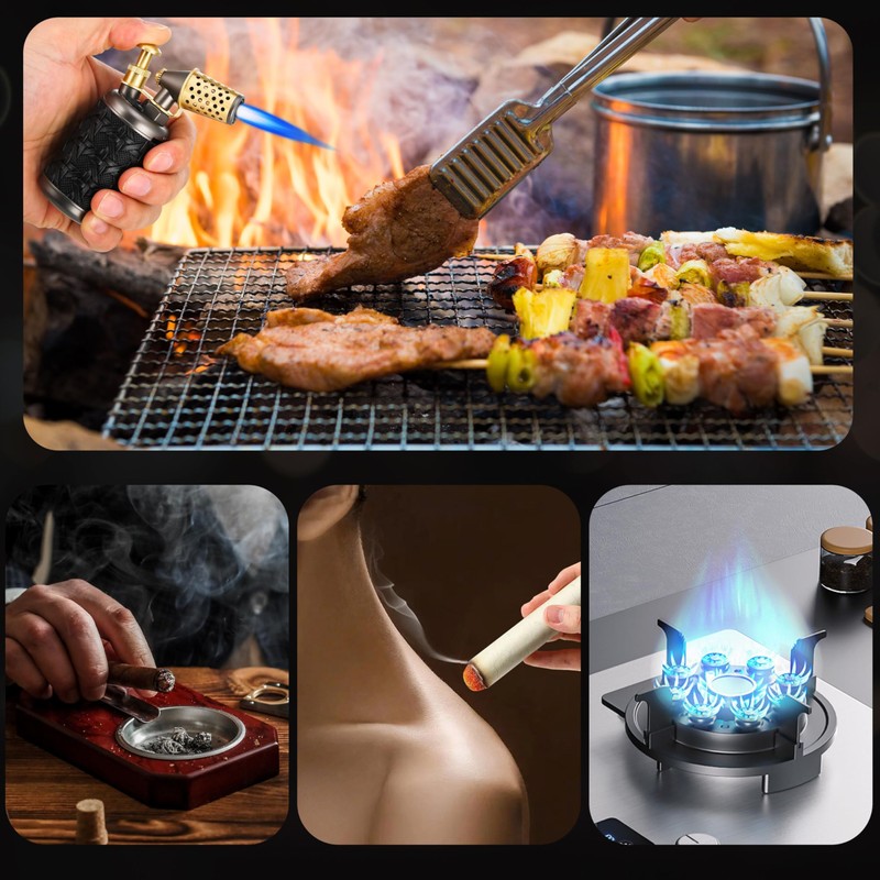 Ambrogio.L Jet Torch Lighter,Tabletop Refillable Butane Gas Windproof Cigar Copper