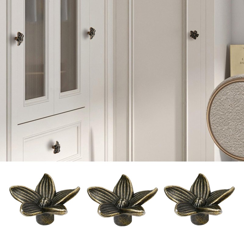 KASESSS 8 Pieces 28mm Drawer Knobs, Door Knobs Flower, Cabinet