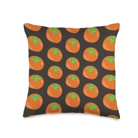 Gifts24Seven - Persimmon Plant Tropical Fruit Persimmon Fruit Exotic Asian Food Diospyros Virginiana Throw Pillow, 16x16, Multicolor