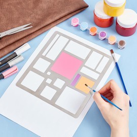 UNICRAFTALE Metal Stencil Square Cutouts Stencil Rectangle Metal Template Stainless Steel Journal Stencils Geometric Template Painting Stencil for DIY Scrapbooking Photo Engraving Jewelry