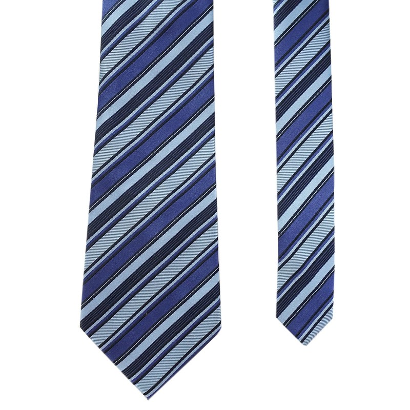 Extra Long Fashion Tie Microfibre Blue Stripe XL Men's Woven