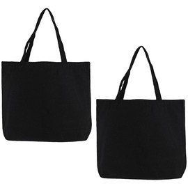 2 Pcs Canvas Tote Bags with Anti Dirt Function, Casual Shoulder Bag, Multi-purpose Canvas Bags, Reusable Shopping Bags, Suitable for Woman Man Travel Working (Black, 35 * 40 * 10 CM)