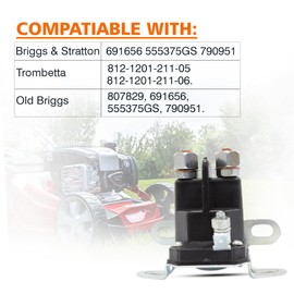 PARTS WORLD USA 691656 Starter Solenoid Switch Compatible with Trombetta Bobcat 812-1201-211-05 812-1201-211-06 Lawn Mower 790951 AM103290 Murray 24285 424285 Lawn Mower -1 Year Warranty