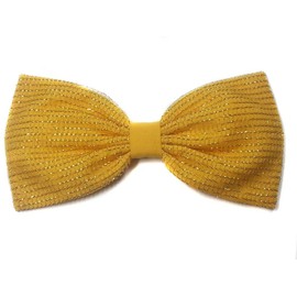 Yellow/gold Tulle Glitter Hair Bow-for Girls, for Teens, for Women (Barrette)