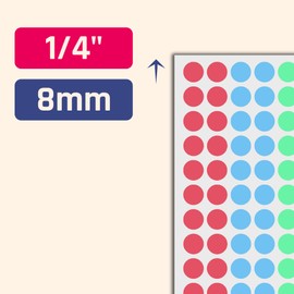 6000 Pieces - 8mm Coloured Dot Stickers, Sticky Dots Labels - 8 Assorted Colours