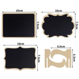 15 Pcs Mini Wooden Chalkboards Signs for Wedding and Food, Messages Signs, 3 Shapes Kinds of Board with 2 Chalk Markers Ornaments Decor，Classroom, Office