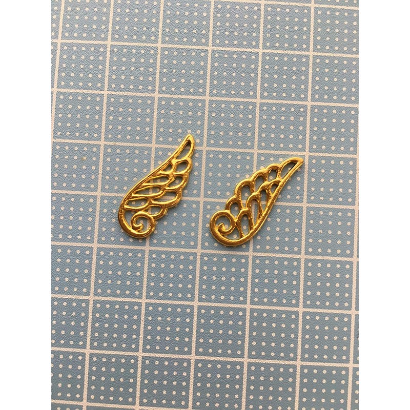 50 Pieces Wing Feather Golden Charms Decor Craft Handmade Accessories