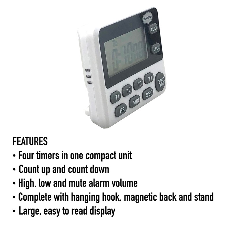 Digital Kitchen Timer For Cooking and Baking - Four Way