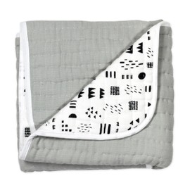 HonestBaby Quilted Baby Blankets Reversible Organic Cotton for Infant Boys, Girls, Unisex, Pattern Play, One Size