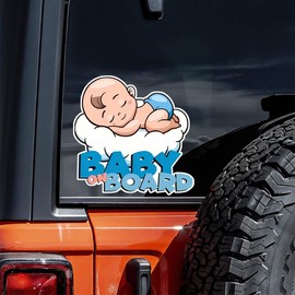 2pcs Baby on Board Warning Sign Stickers, 5.51''x5.51'' Bumper Decal Used for Car Bumper Window Rear Windshield - Remind Vehicles Behind, Weatherproof Car Decal | CZ70