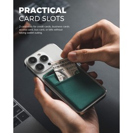 VULKIT Phone Card Holder Slim Elastic Adhesive Phone Wallet Credit Card Sleeves Sticker for Back of Smartphone(Green)