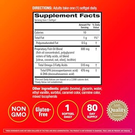 MegaRed Advanced Triple Absorption 800mg, 80 softgels - Omega-3 Fish Oil Supplement