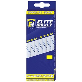 Elite Hockey PRO-S700 Waxed Molded Tip Hockey Skate Laces (White/Navy, 96")