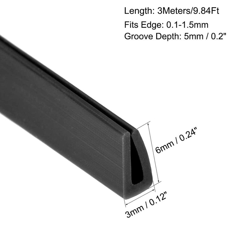 TA-VIGOR Edge Trim U Seal Black Rubber U Channel Edge