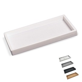 Spacewiser Countertop and Vanity Tray - Small 7.7” Silicone Tray for Soap Dispenser, Bathroom Trays, Dish Soap Trays for Kitchen Counter, Sink Caddy Sinks Organizer, Soaps Dish & Sponge Holder, White