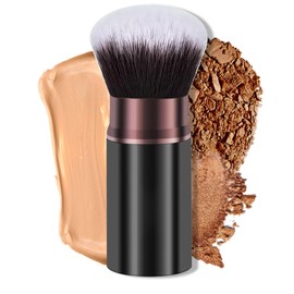 Keriloo Retractable Makeup Brush,Travel Powder Kabuki Makeup Brush Face Blush Brushes for Blending Liquid, Foundation, Blush, Bronzer, Buffing, Sunscreen,Flawless Cosmetics