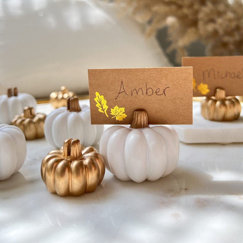 Kate Aspen White Pumpkin Place Card Holders - Set of