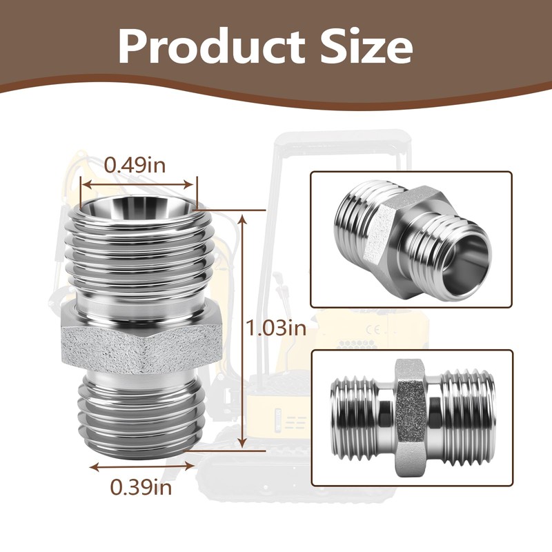115757 Excavator Hydraulic Hose Thread Connector Compatible with AGT, TPM,