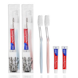 HQSLsund 50 pcs Disposable Toothbrushes, 2 Color Toothbrushes and Toothpaste 10g, Bulk for Homeless, Airbnb, Hotel