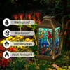 Solar Lantern Stained Glass Window Panel Mermaids Ocean Waves Shells