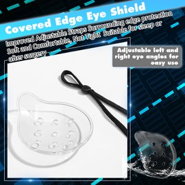 Geiserailie 2 Pack Eye Shield 9-Hole Eye Shield with Adjustable Strap Eye Shield After Cataract Surgery Transparent Ventilated Eye Protections for Eye Surgery Covering Eye Protection