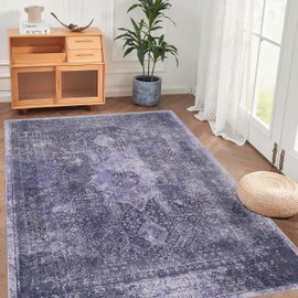 NAAR Area Rug 6x9, Washable Rug, Low-Pile, Non-Slip, Non-Shedding, Foldable, Kid & Pet Friendly - Area Rugs for Living Room, Bedroom, Kitchen, Dining Room Rug, (Anthracite, 6' x 9')