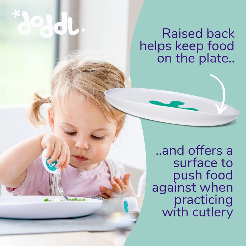 doddl Baby and Toddler Plate, Non-Breakable, Non-Slip, Dishwasher Safe, Helps