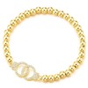 COOLSTEELANDBEYOND Elegant Interlocking Cubic Zirconia Ring Charm Gold-Coloured Beads Bracelet