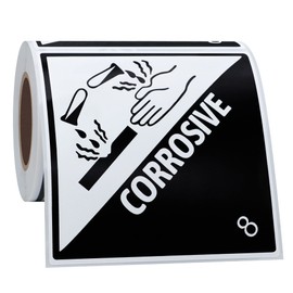 Hycodest Square Stickers Indication Labels Smart Tags Gloss Paper, 100 Stickers, 4x4 inch, Corrosive