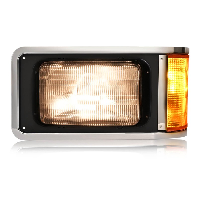 HECASA Left Headlight W/Bezel Compatible with 1990-2017 Mack CH613 SFA