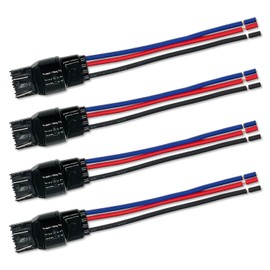 DAMA 7443 7440 T20 Bulb Male Socket Wire Harness Extension Pigtail Connectors for Brake Turn Signal Reverse LED Bulb Retrofit | Durable Tempered Plastic Male Pigtail 12 ga. 18 AWG | Pack of 4