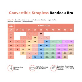 Conturve Women's Underwire Seamless, BreathConvertible Strapless Bras for Women - Bandeau Bra, Strapless Topable Convertible Strapless Bandeau Bra Blush Pink