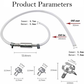 Brake Bleeder Hose - One Way Check Valve Tube Bleeding Tool Kit for Car Motorcycle Clutch, Universal Brake Fluid Bleeder with 2 Screw Caps and 2 Spring Clamps (3)