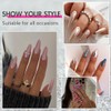 SXVME Uñas Postizas De Metal Con Efecto Espejo, Ovaladas, Acrílicas,