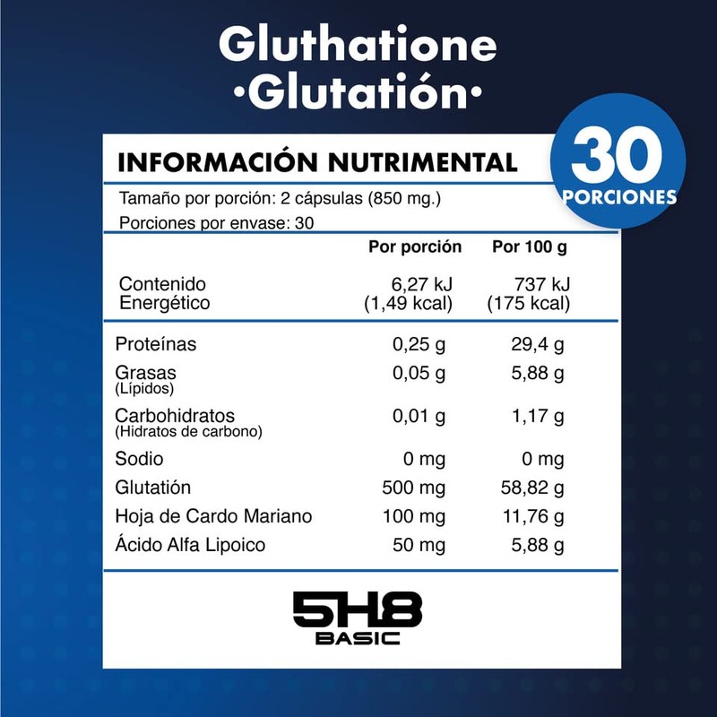 Glutatión | 5H8 Nutrition | Suplemento Alimenticio a Base de