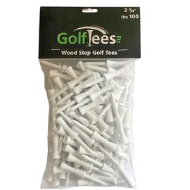 Step Down Golf Tees - Wooden Castle, Precision Height Golf Tees (White, 2 3/4")