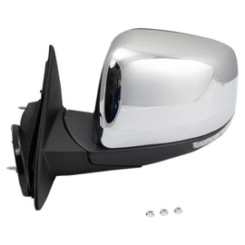 TRQ Left Mirror Manual Folding with Memory without Blind Spot Indicator with Chrome Cover Drivers Side Compatible with 2011-2016 Jeep Grand Cherokee CH1320358