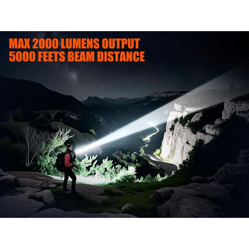 SKYFIRE 1376 LED Flashlights with Ignition Lens, Rechargeable 2000 High